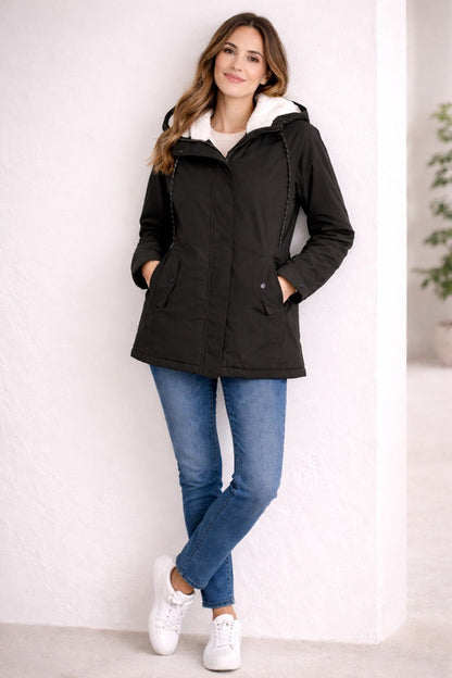 Long Winter Jacket with Hood & Lining