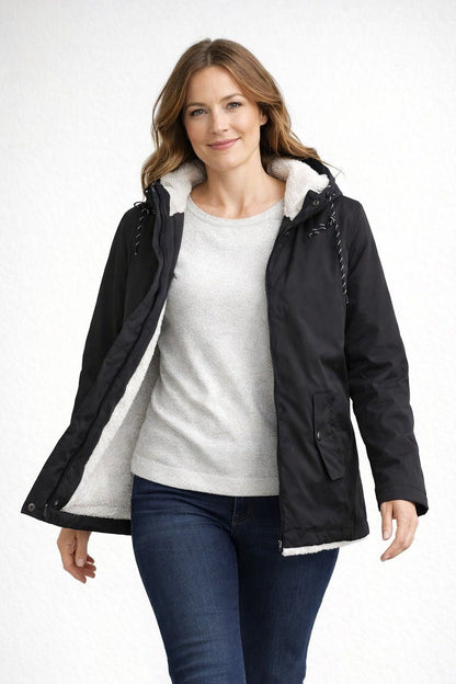 Women's Winter Jacket with Hood and Fleece Lining