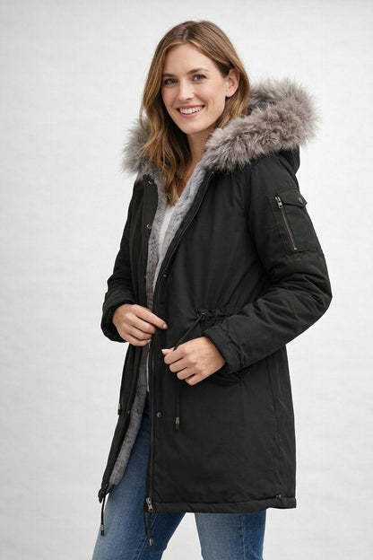 Women's Parka with Fur Hood and Fleece Lining