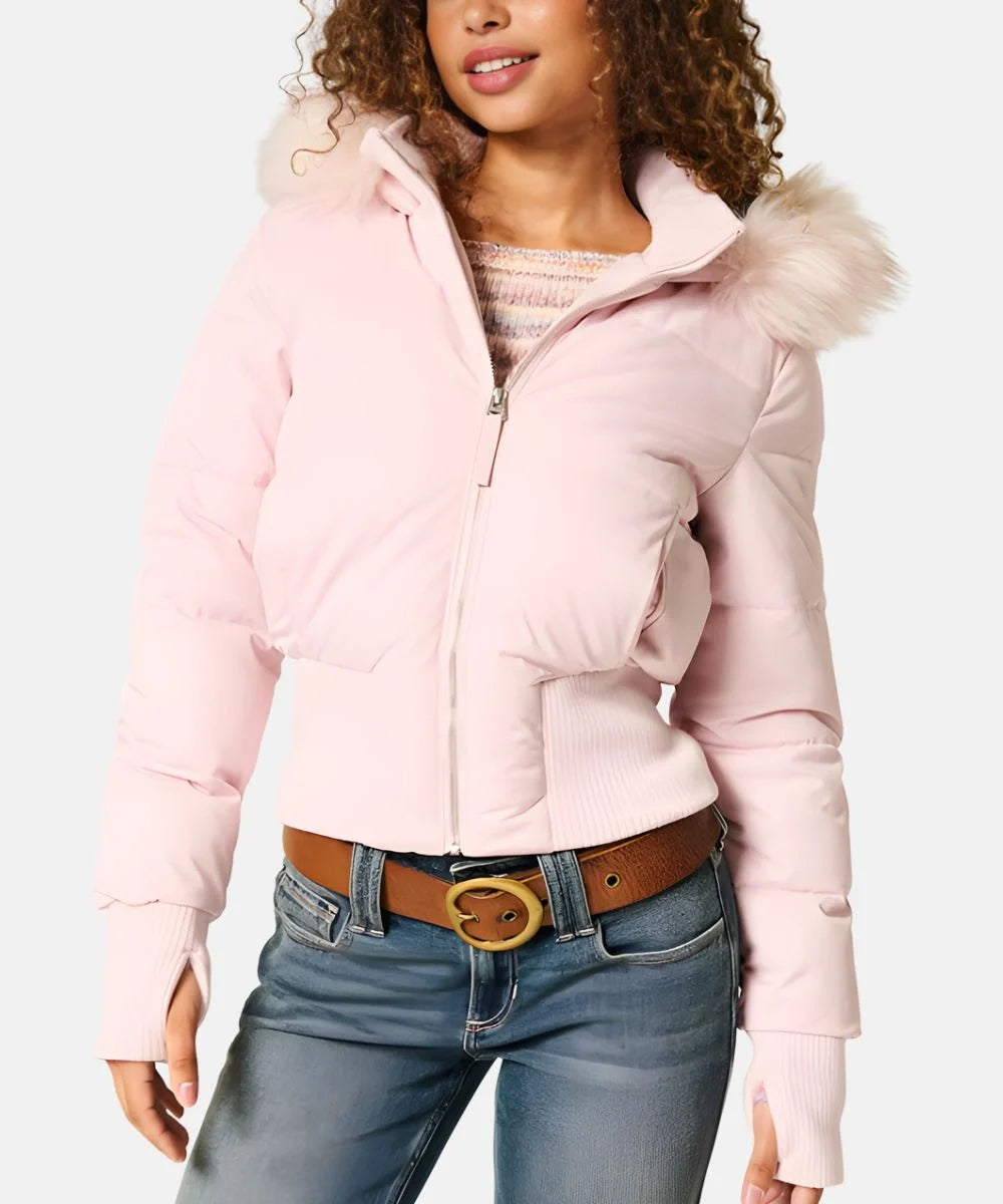 Women's Quilted Winter Jacket with Warm & Detachable Hood
