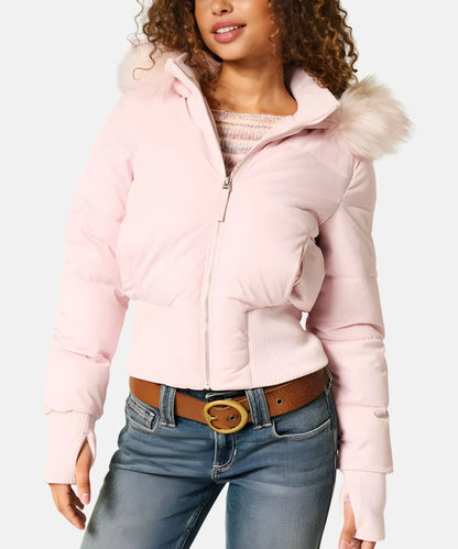 Women's Quilted Winter Jacket with Warm & Detachable Hood