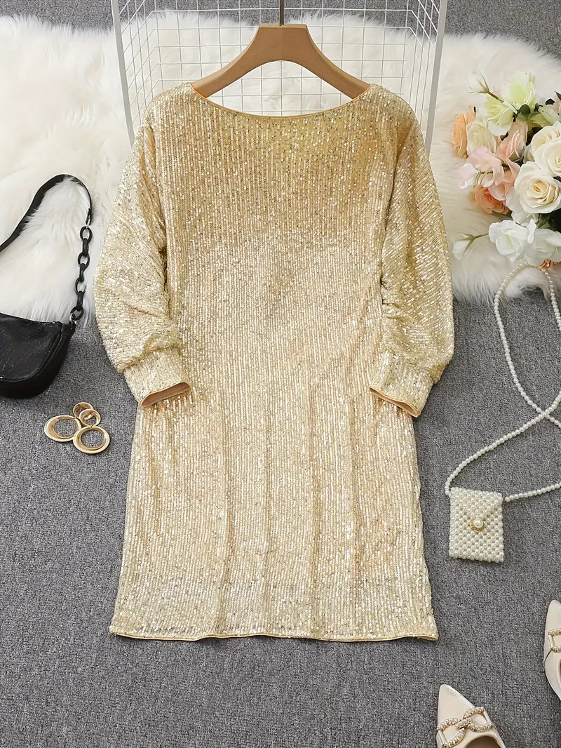 Party Sequin Dress with Contrast