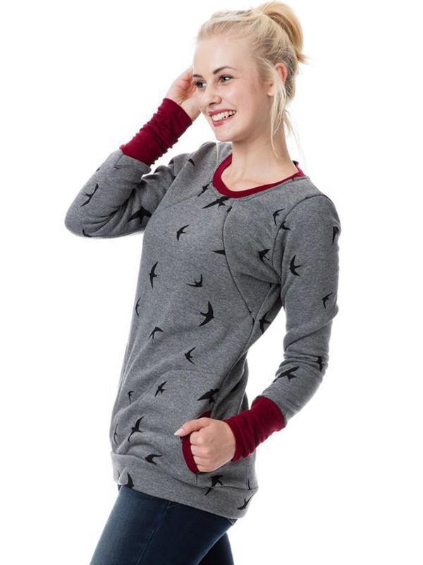 Maternity Nursing Sweatshirts, Floral Print, Pockets, Zipper, Nursing Clothing