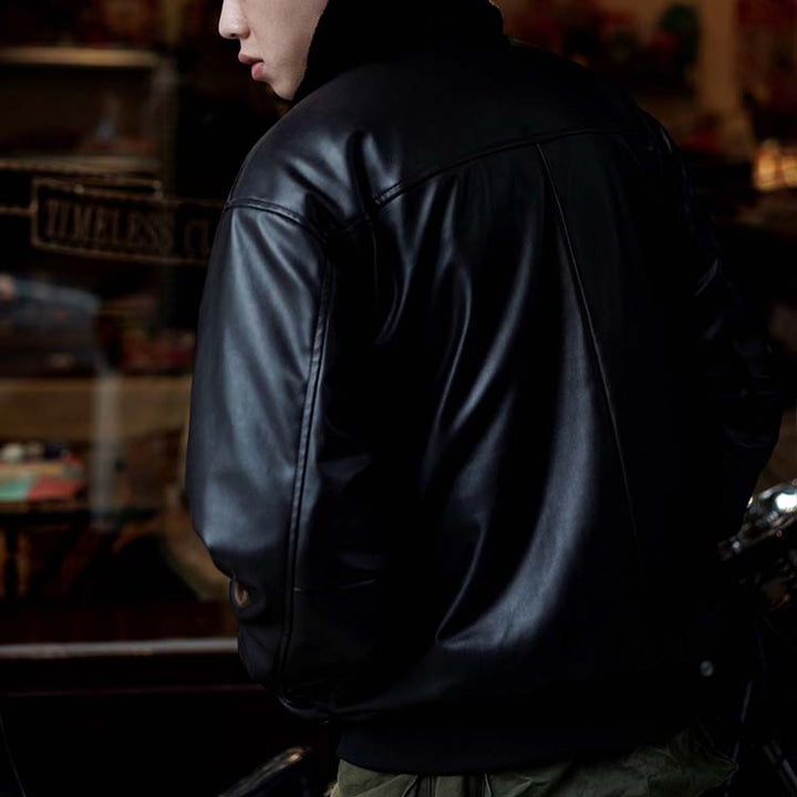 Men's Vegan Leather Winter Jacket, Warm & Stylish