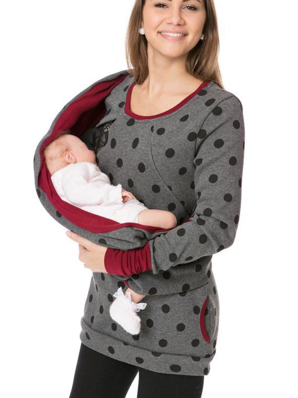Maternity Nursing Sweatshirts, Floral Print, Pockets, Zipper, Nursing Clothing