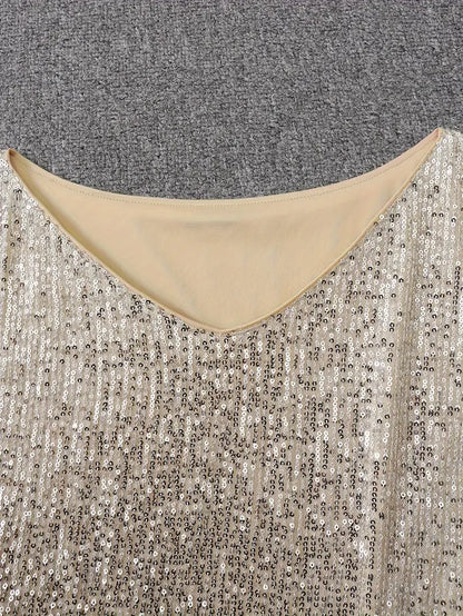 Party Sequin Dress with Contrast
