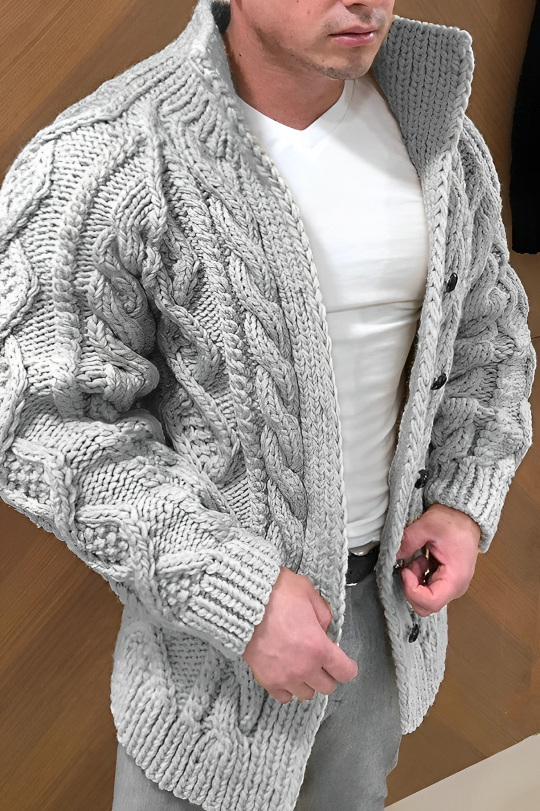 Warm Cardigan with Cable Pattern