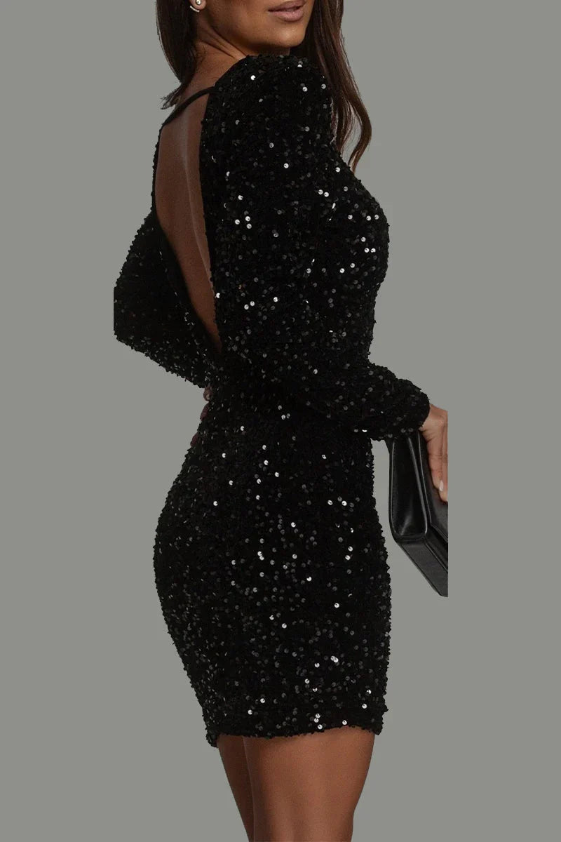 Chic Winter Party Dress with Backless Cut for Women