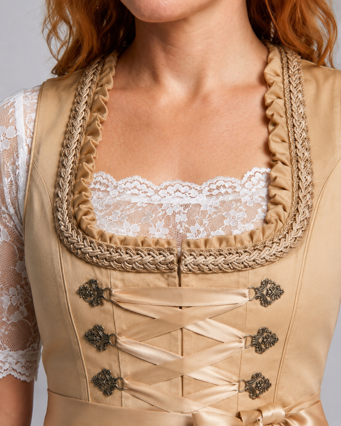 Traditional Dirndl Dress with Laced Bodice for Oktoberfest