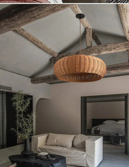 Kiki's Way | Lambogan Rattan Pendant Light – Handwoven, E27