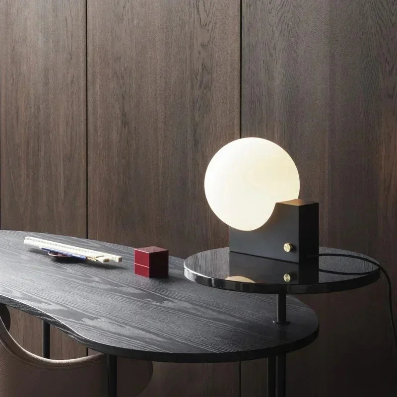 Kiki's Way | Arya Steel Table Lamp – Frosted Glass Globe