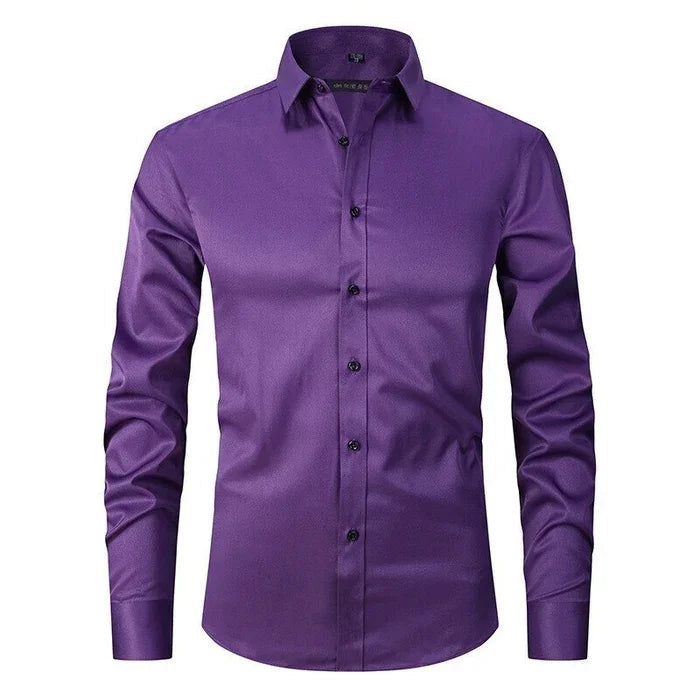 Men's Non-Iron Long-Sleeve Shirt with Button Placket