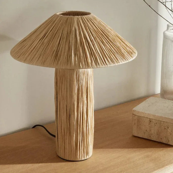 Kiki's Way | Arata Raffia Table Lamp – Iron Base