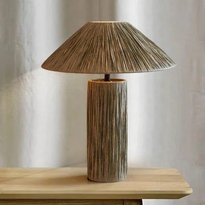 Kiki's Way | Arata Raffia Table Lamp – Iron Base