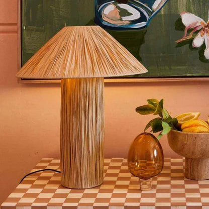 Kiki's Way | Arata Raffia Table Lamp – Iron Base