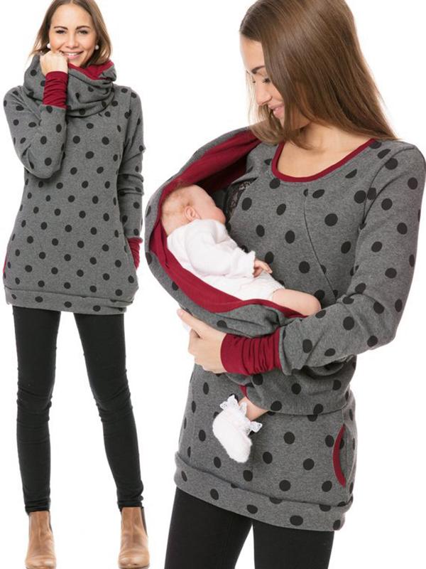 Maternity Nursing Sweatshirts, Floral Print, Pockets, Zipper, Nursing Clothing
