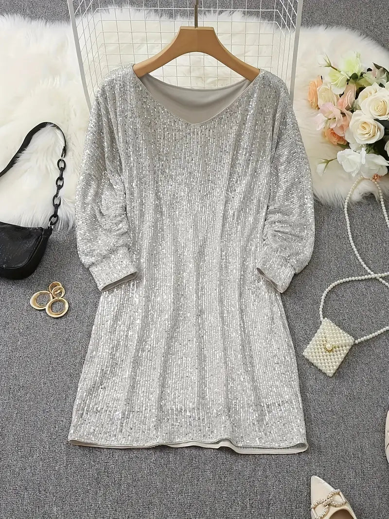Party Sequin Dress with Contrast