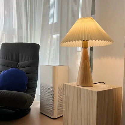 Kiki's Way | Astoria Wooden Table Lamp – Pleated Shade