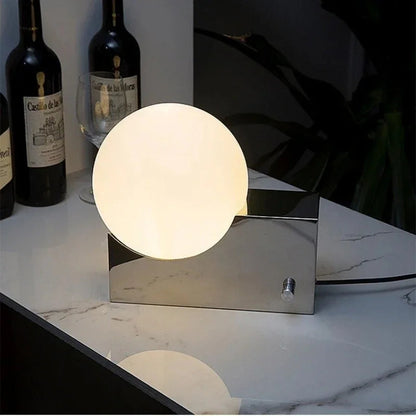 Kiki's Way | Arya Steel Table Lamp – Frosted Glass Globe