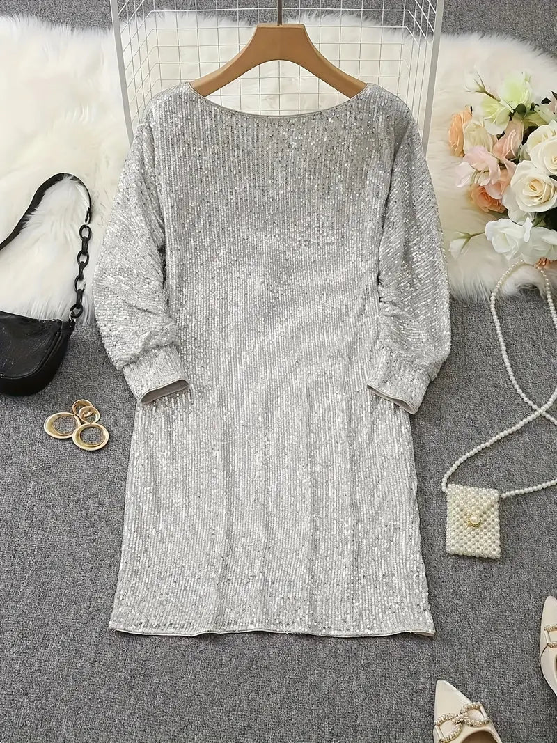 Party Sequin Dress with Contrast