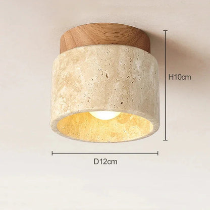 Kiki's Way | Emmie Travertine Ceiling Light – Wood Base, Compact