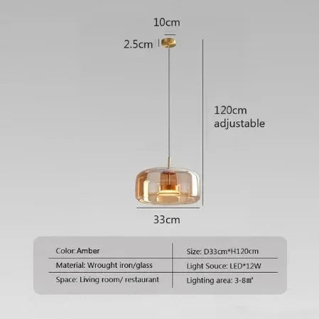 Kiki's Way | Växa Amber Glass Pendant Light – Gold Metal
