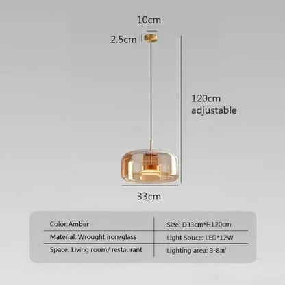 Kiki's Way | Växa Amber Glass Pendant Light – Gold Metal