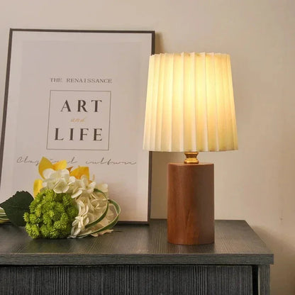 Kiki's Way | Alitzel Wood Table Lamp – Pleated Fabric Shade