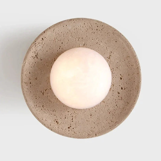 Kiki's Way | August Travertine Wall Light – Frosted Glass, 12 W