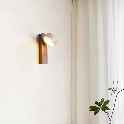 Kiki's Way | Aviana Travertine Wall Light – Wood Accent, G9