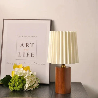 Kiki's Way | Alitzel Wood Table Lamp – Pleated Fabric Shade