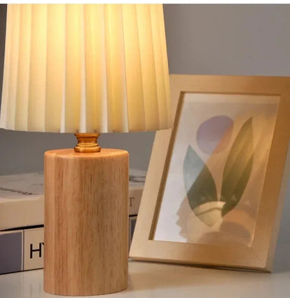 Kiki's Way | Alitzel Wood Table Lamp – Pleated Fabric Shade