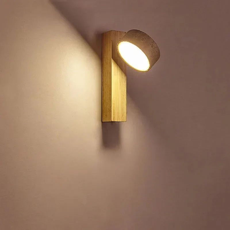 Kiki's Way | Aviana Travertine Wall Light – Wood Accent, G9