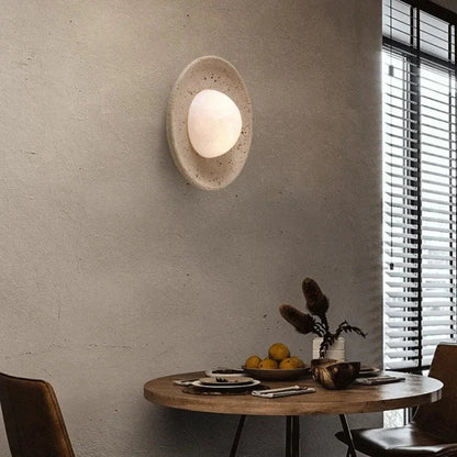 Kiki's Way | August Travertine Wall Light – Frosted Glass, 12 W