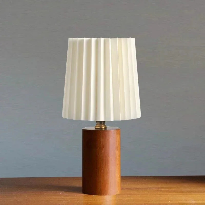 Kiki's Way | Alitzel Wood Table Lamp – Pleated Fabric Shade
