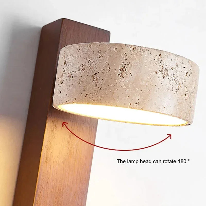 Kiki's Way | Aviana Travertine Wall Light – Wood Accent, G9