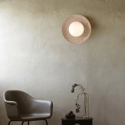 Kiki's Way | August Travertine Wall Light – Frosted Glass, 12 W
