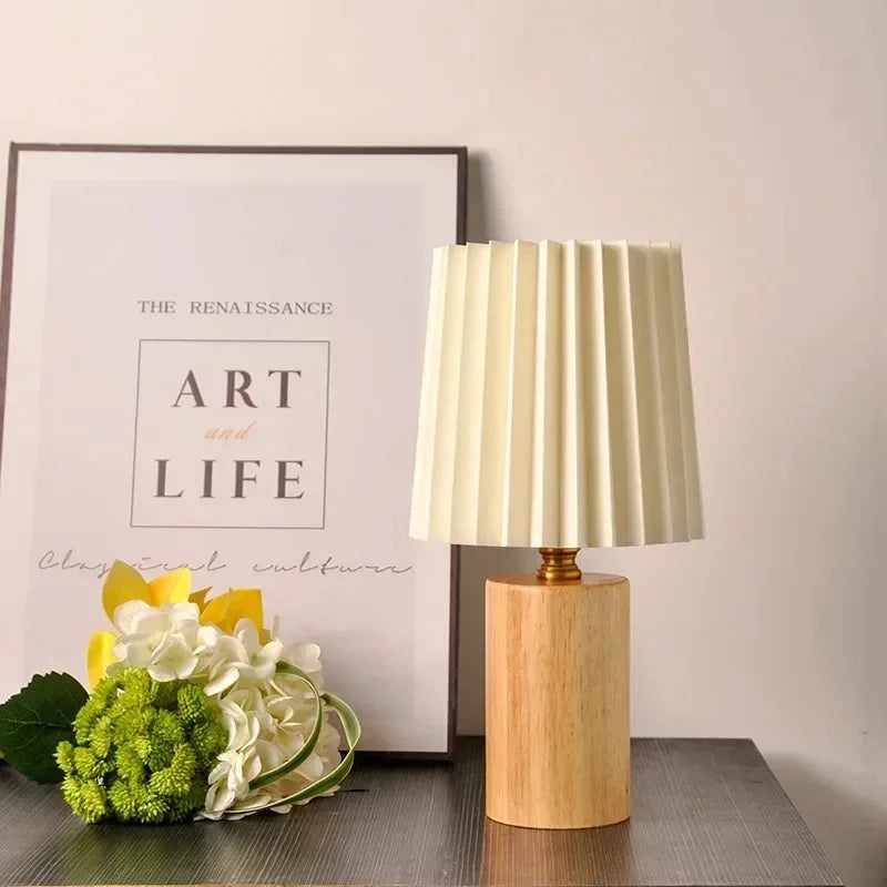 Kiki's Way | Alitzel Wood Table Lamp – Pleated Fabric Shade