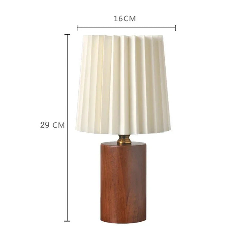 Kiki's Way | Alitzel Wood Table Lamp – Pleated Fabric Shade