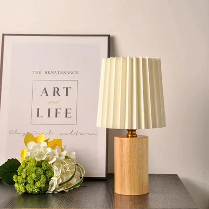 Kiki's Way | Alitzel Wood Table Lamp – Pleated Fabric Shade