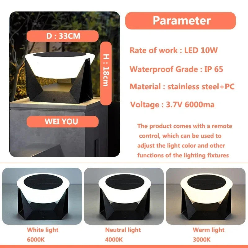 Kiki's Way | Abriella Solar Column Light – Remote Dimming, IP65