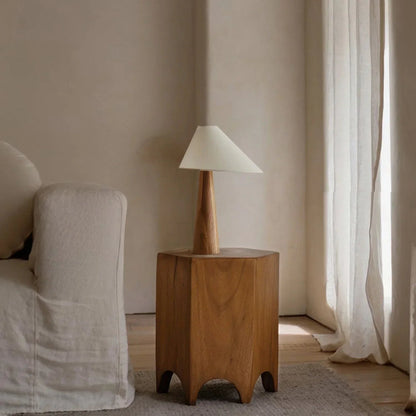 Kiki's Way | Bonfilia Wood Table Lamp – Fabric Shade