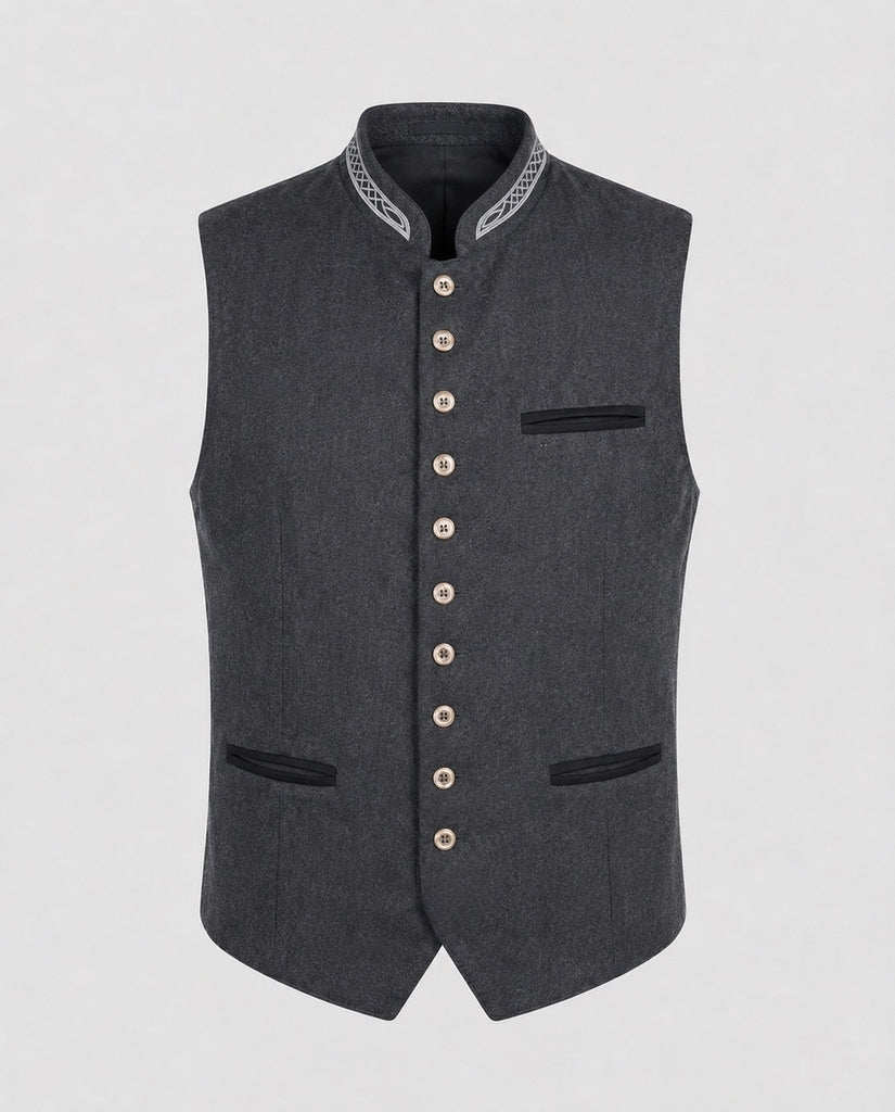 Elegant Men's Traditional Bavarian Vest, Gray