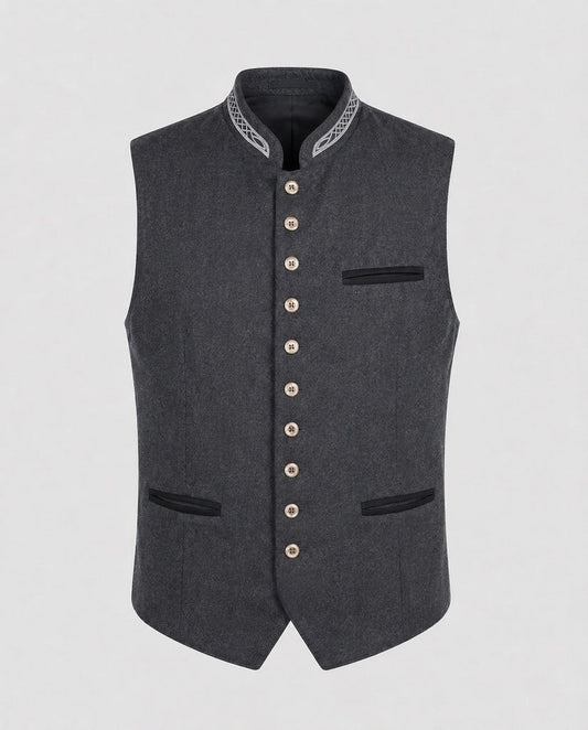 Elegant Men's Traditional Bavarian Vest, Gray