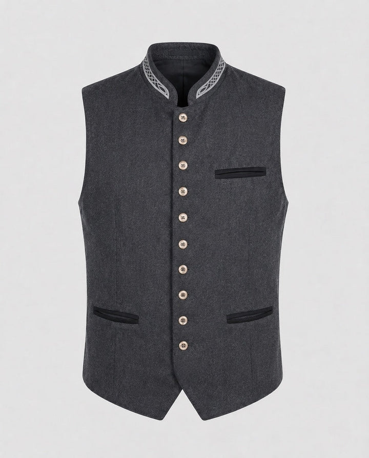 Elegant Men's Traditional Bavarian Vest, Gray