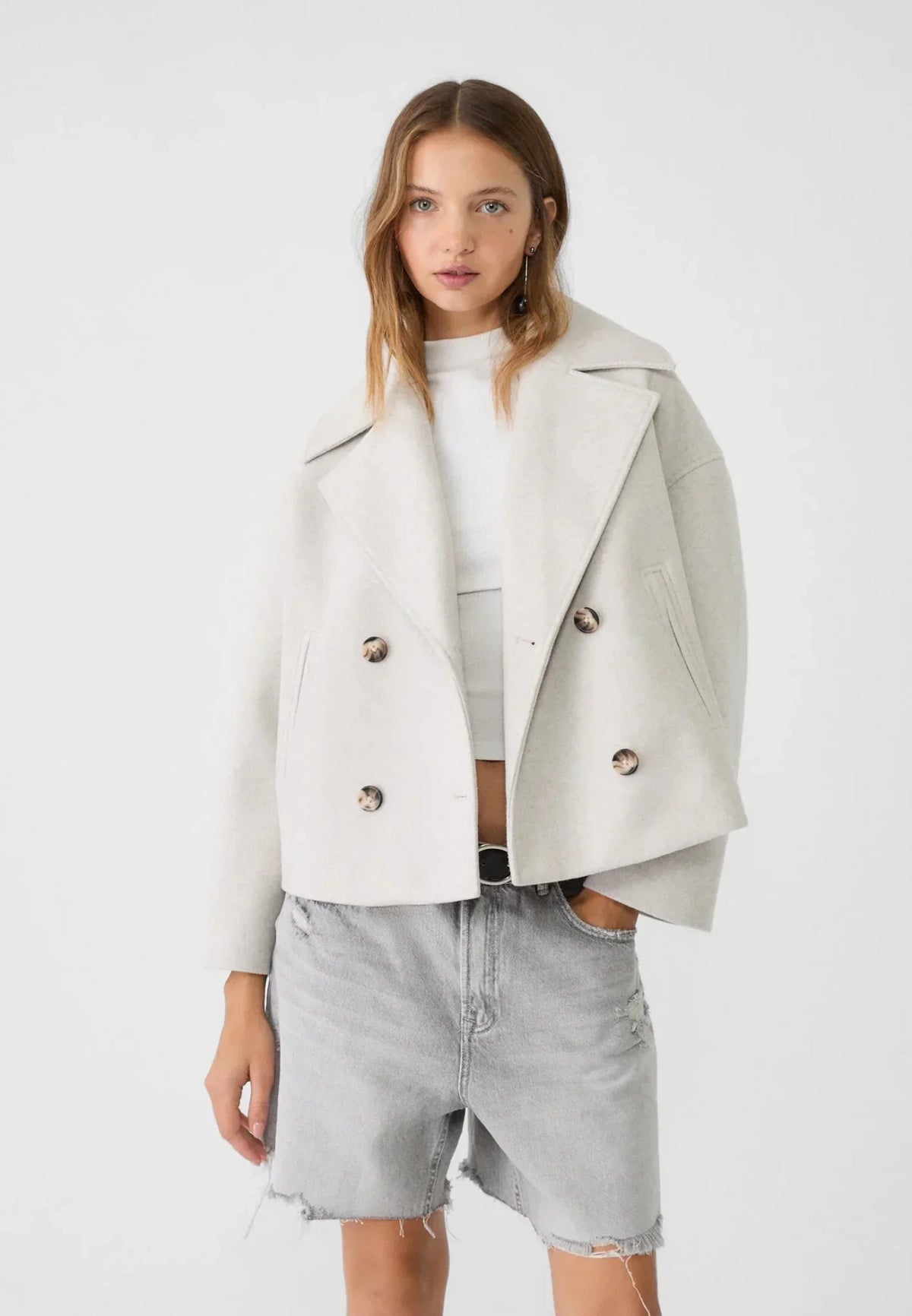 Women's Jacket with Short Cut & Double-Breasted Design