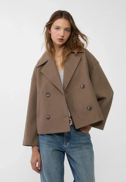 Women's Jacket with Short Cut & Double-Breasted Design