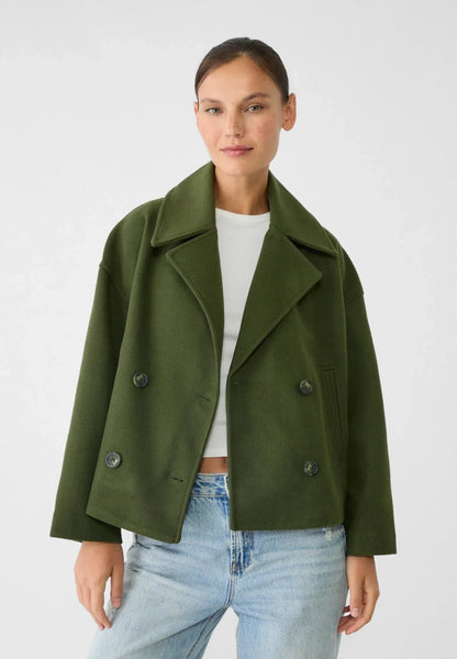Women's Jacket with Short Cut & Double-Breasted Design