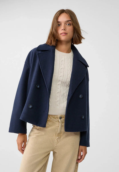 Women's Jacket with Short Cut & Double-Breasted Design