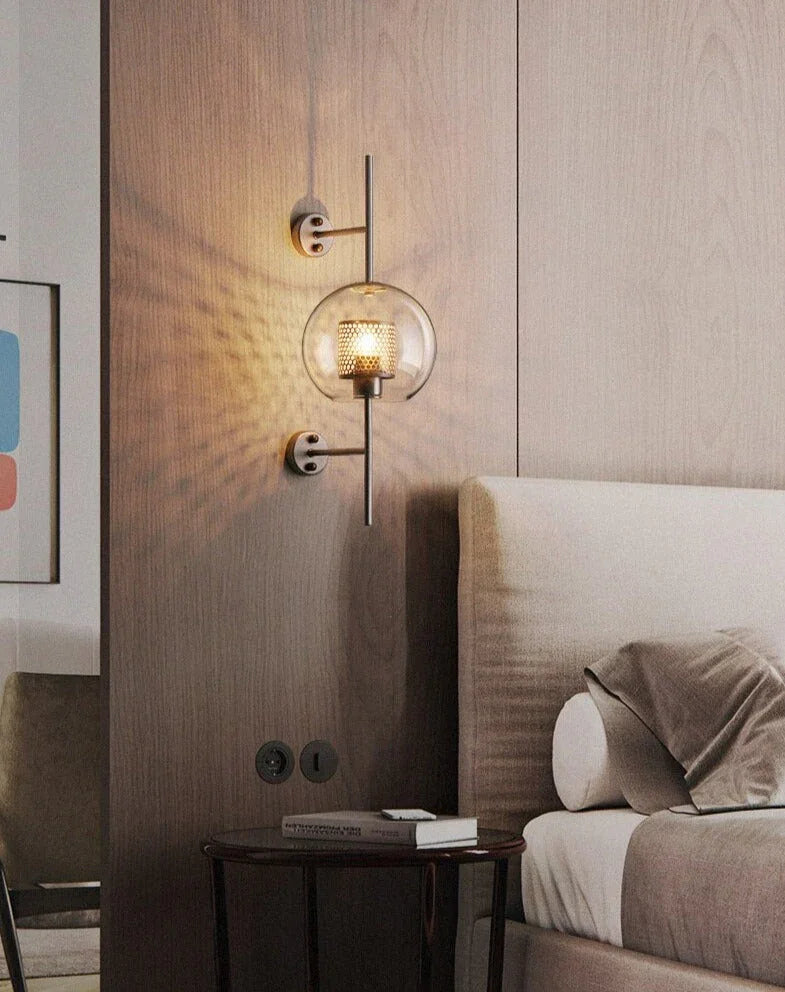 Kiki's Way | Allegro Brass Wall Light – Honeycomb & Glass Globe